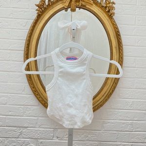 Edikted White Cropped Racerback Tank Top